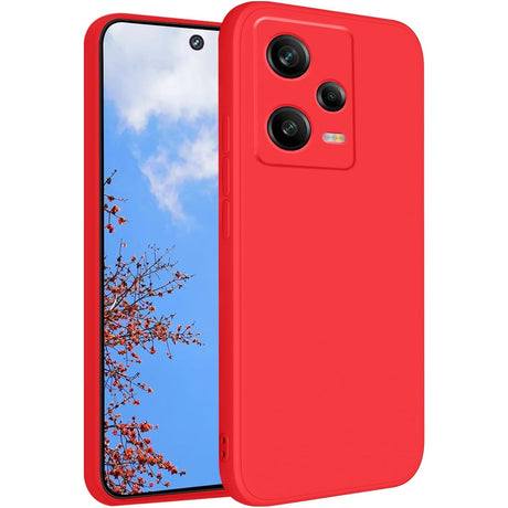 Husă matte TPU roșie pentru Xiaomi Redmi 12 Pro, vedere frontală, protecție cameră și antisoc