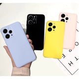 Detaliu buză ridicată husă TPU matte albastru Xiaomi Redmi 12, protecție modul cameră foto