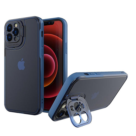 Husa de protectie pentru Apple iPhone 14 Pro, Vivimall, Bracket series cu suport si protectie pentru camera, Albastru - vivimall.ro