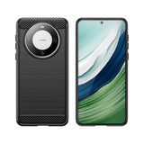 Husă Huawei Mate 60 Pro neagră cu element carbon, detaliu textură anti-alunecare