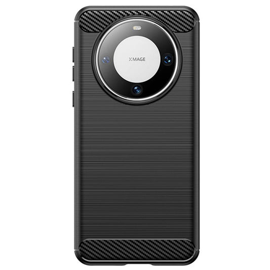 Husa de Protectie pentru Huawei Mate 60 Pro, Vivimall, Protectie 360, din TPU cu element de Carbon, Anti Alunecare, 1.8 mm, Negru - vivimall.ro