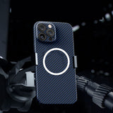 Husa de protectie pentru iPhone 14, Flippy, Magnetica, MagSafe, Carbon Fiber Protectie Antisoc, Albastru - vivimall.ro