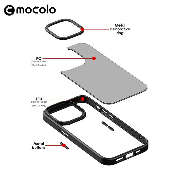 Husa de protectie pentru iPhone 14 Pro, cu suport metalic pentru camera, Bracket Series, Flippy, Protectie Antisoc, PC mat, silicon moale pe margini, Negru - vivimall.ro