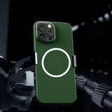 Husa de protectie pentru iPhone 14 Pro, Flippy, Magnetica, MagSafe, Carbon Fiber Protectie Antisoc, Verde - vivimall.ro
