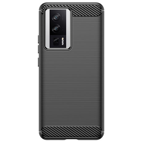 Husă TPU carbon pentru Xiaomi Redmi 12, protecție 360°, culoare negru, vedere frontală
