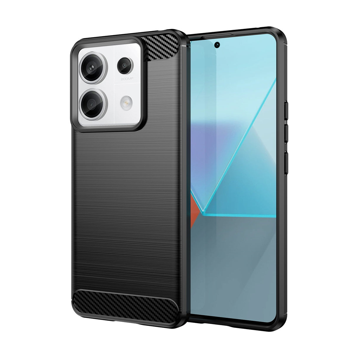 Husă protecție completă Redmi Note 13 5G din TPU carbon, detaliu colț și borduri proeminente
