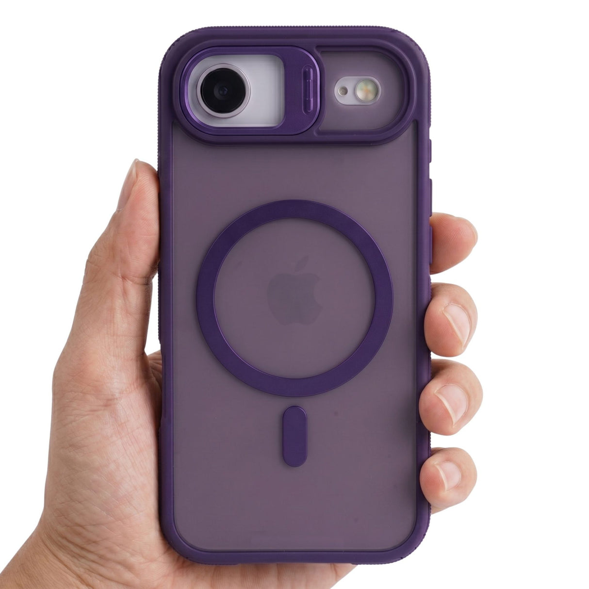 Husa de Protectie Telefon, Flippy, Compatibila cu iPhone 17 Air, MagSafe, Acrylic, Suport Metalic Protectie Camera, Anti-Soc, Mov Inchis