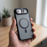 Husa de Protectie Telefon, Flippy, Compatibila cu iPhone 17 Air, MagSafe, Acrylic, Suport Metalic Protectie Camera, Anti-Soc, Negru