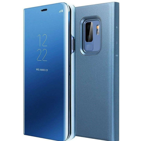 Husa de Protectie Tip Carte, Flippy, pentru Samsung Galaxy S10, Flip Cover Oglinda, din Piele Ecologica si PC, Albastră - vivimall.ro