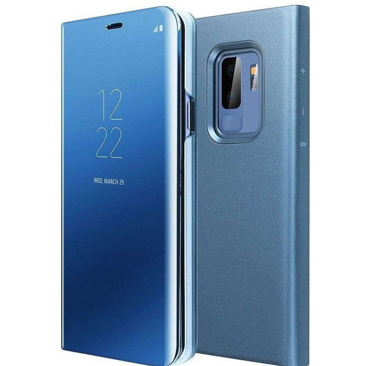 Husa de Protectie Tip Carte, Vivimall, pentru Samsung Galaxy S10, Flip Cover Oglinda, din Piele Ecologica si PC, Albastră - vivimall.ro