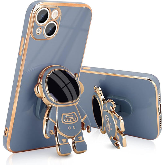 Husa de Protectie TPU 2in1, Vivimall, pentru Apple iPhone 14, Astronaut cu Suport, Antisoc, Rezistenta la Impact, Protectie Camera, Albastru - vivimall.ro
