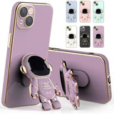 Husa de Protectie TPU 2in1, Vivimall, pentru Apple iPhone 14 Plus, Astronaut cu Suport, Antisoc, Rezistenta la Impact, Protectie Camera, Mov - vivimall.ro