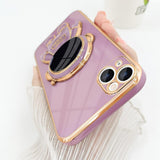 Husa de Protectie TPU 2in1, Vivimall, pentru Apple iPhone 14 Plus, Astronaut cu Suport, Antisoc, Rezistenta la Impact, Protectie Camera, Mov - vivimall.ro