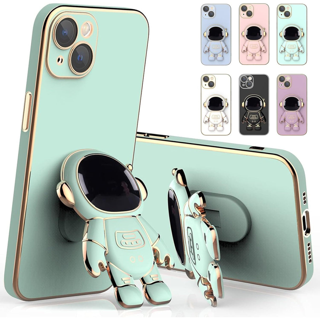 Detaliu print astronaut husă TPU 2in1 verde pentru iPhone 14 Plus, vedere spate