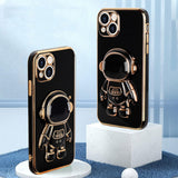Husă iPhone 14 Plus astronaut negru, vedere spate, design print tematic detaliat