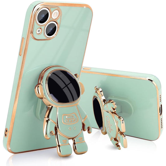 Husa de Protectie TPU 2in1, Vivimall, pentru Apple iPhone 14 Plus, Astronaut cu Suport, Antisoc, Rezistenta la Impact, Protectie Camera, Verde - vivimall.ro