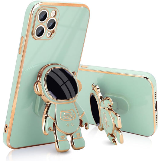 Husa de Protectie TPU 2in1, Vivimall, pentru Apple iPhone 14 Pro, Astronaut cu Suport, Antisoc, Rezistenta la Impact, Protectie Camera, Verde - vivimall.ro