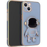 Husă iPhone 15 TPU albastru, design Astronaut, vedere din spate cu print tematic