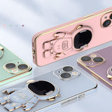 Husa de Protectie TPU 2in1, Vivimall, pentru Apple iPhone 15, Astronaut cu Suport, Antisoc, Rezistenta la Impact, Protectie Camera, Roz - vivimall.ro
