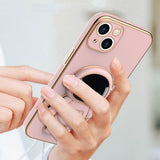 Husa de Protectie TPU 2in1, Vivimall, pentru Apple iPhone 15, Astronaut cu Suport, Antisoc, Rezistenta la Impact, Protectie Camera, Roz - vivimall.ro