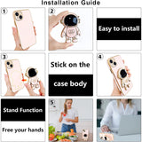 Husa de Protectie TPU 2in1, Vivimall, pentru Apple iPhone 15, Astronaut cu Suport, Antisoc, Rezistenta la Impact, Protectie Camera, Roz - vivimall.ro