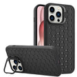 Husă TPU neagră pentru iPhone 14, design 3D Cube cu inel protecție cameră, vedere frontală spate
