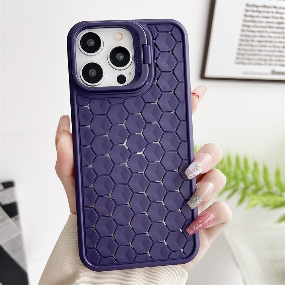 Husă de protecție mov 3D Cube cu inel iPhone 14 Plus, detaliu textură și grip