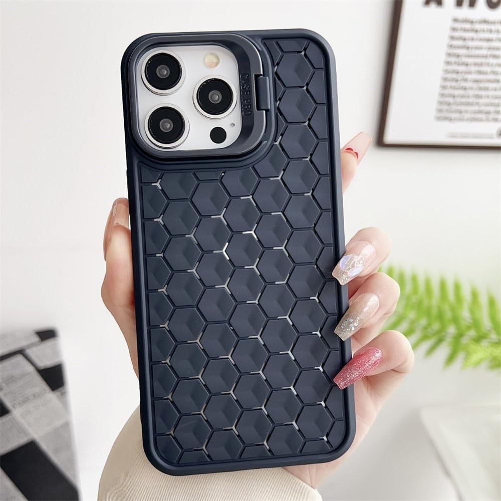 Husă albastră TPU 3D Cube iPhone 14 Plus, imagine de ansamblu produs lângă cutie