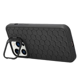 Husă iPhone 14 Plus TPU negru 3D Cube aplicată pe telefon, vedere laterală stânga