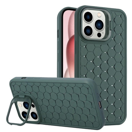 Husă TPU verde iPhone 14 Pro Max design 3D Cube cu inel protecție cameră, vedere frontală