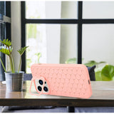 Detaliu textură 3D Cube husă TPU roz pentru Apple iPhone 15 Pro, suprafață antialunecare