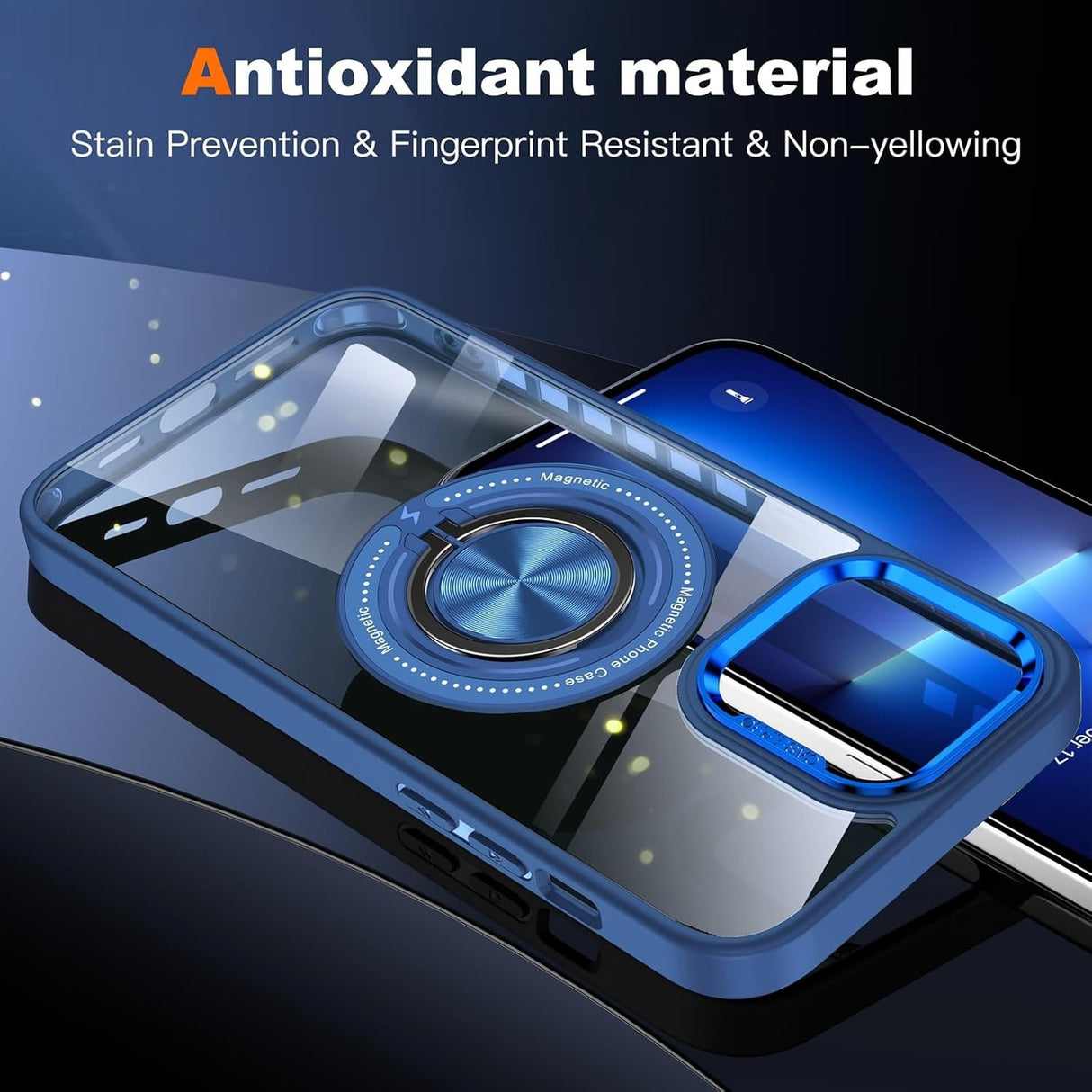 Husă MagSafe iPhone 16 Pro TPU transparent, lifestyle, utilizare cu accesoriu magnetic atașat