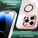 Husa de Protectie TPU, Vivimall, pentru iPhone 16 Pro Max, Anticadere, cu Incarcare Wireless, Tehnologie Magsafe, Inel Magnetic Rotativ cu Functie de Suport, Transparent-Roz - vivimall.ro