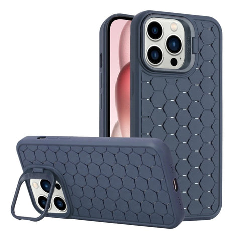 Husă TPU albastru Samsung Galaxy S23 Ultra, design 3D Cube cu inel protecție cameră, vedere frontală