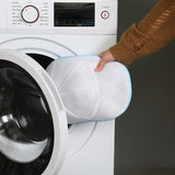 Husa De Spalare Sapca, Pentru Masina De Spalat, Din Poliester, Circumferinta 53 Cm, Cu Fermoar, Alb/Albastru - vivimall.ro