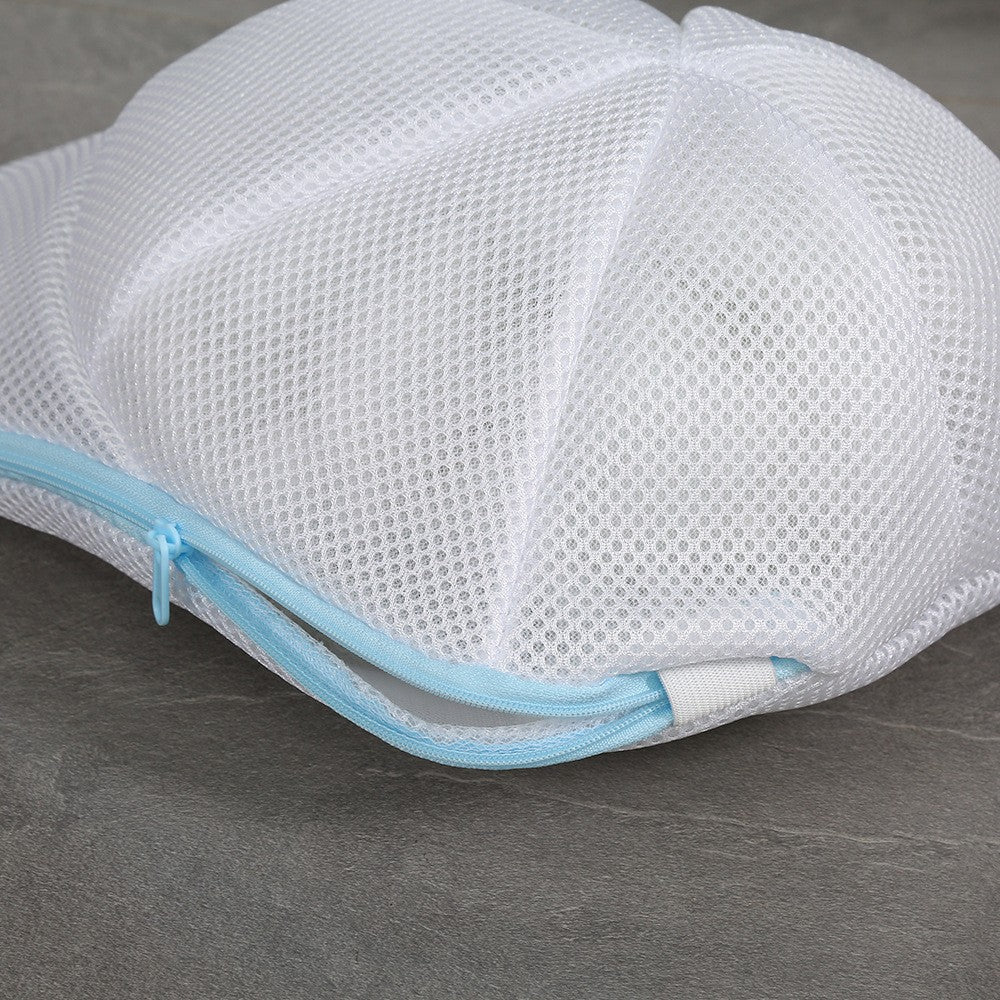 Husa De Spalare Sapca, Pentru Masina De Spalat, Din Poliester, Circumferinta 53 Cm, Cu Fermoar, Alb/Albastru - vivimall.ro