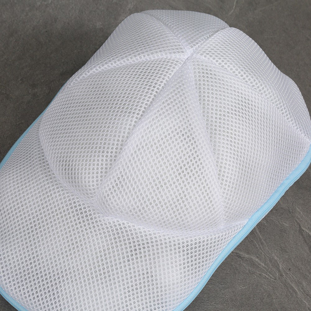 Husa De Spalare Sapca, Pentru Masina De Spalat, Din Poliester, Circumferinta 53 Cm, Cu Fermoar, Alb/Albastru - vivimall.ro