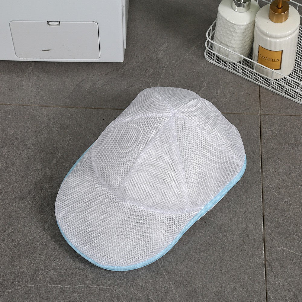 Husa De Spalare Sapca, Pentru Masina De Spalat, Din Poliester, Circumferinta 53 Cm, Cu Fermoar, Alb/Albastru - vivimall.ro