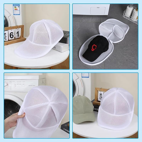 Husa De Spalare Sapca, Pentru Masina De Spalat, Din Poliester, Circumferinta 53 Cm, Cu Fermoar, Cu Suport Sapca, Alb - vivimall.ro