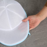 Husa De Spalare Sapca, Pentru Masina De Spalat, Din Poliester, Circumferinta 53 Cm, Cu Fermoar, Cu Suport Sapca, Alb/Albastru - vivimall.ro