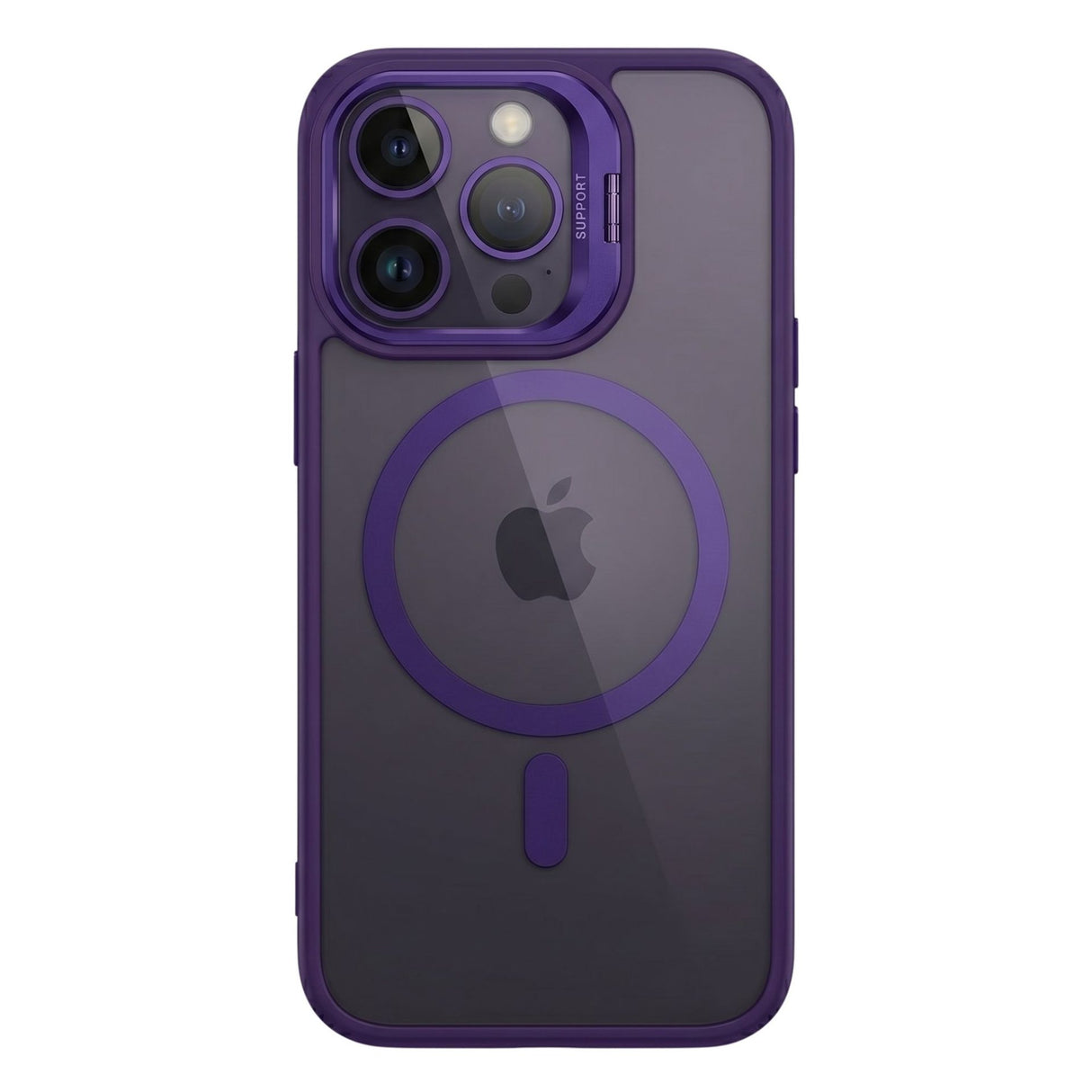 Husa de Protectie Telefon, Flippy, Compatibila cu iPhone 17 Pro, MagSafe, Acrylic, Suport Metalic Protectie Camera, Anti-Soc, Mov Inchis
