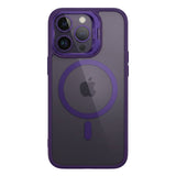 Husa de Protectie Telefon, Flippy, Compatibila cu iPhone 17 Pro, MagSafe, Acrylic, Suport Metalic Protectie Camera, Anti-Soc, Mov Inchis