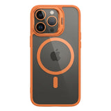 Husa de Protectie Telefon, Flippy, Compatibila cu iPhone 17 Pro, MagSafe, Acrylic, Suport Metalic Protectie Camera, Anti-Soc, Portocaliu