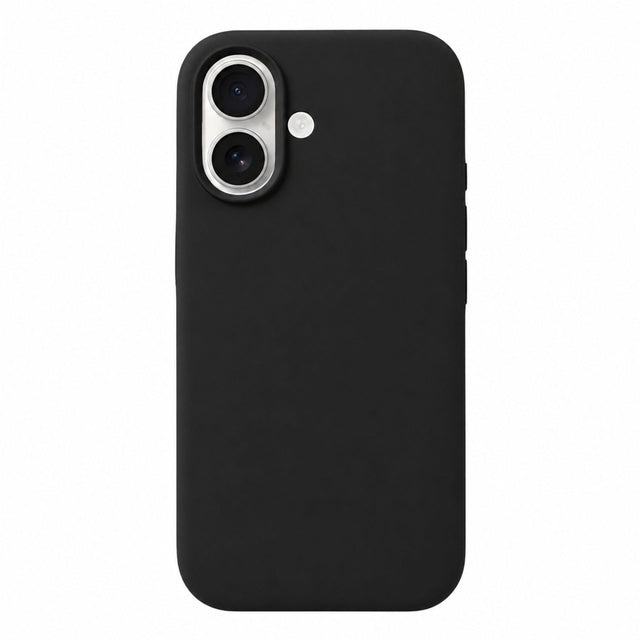 Husă Flippy iPhone 16 silicon negru cu MagSafe, vedere frontală, protecție 360 grade