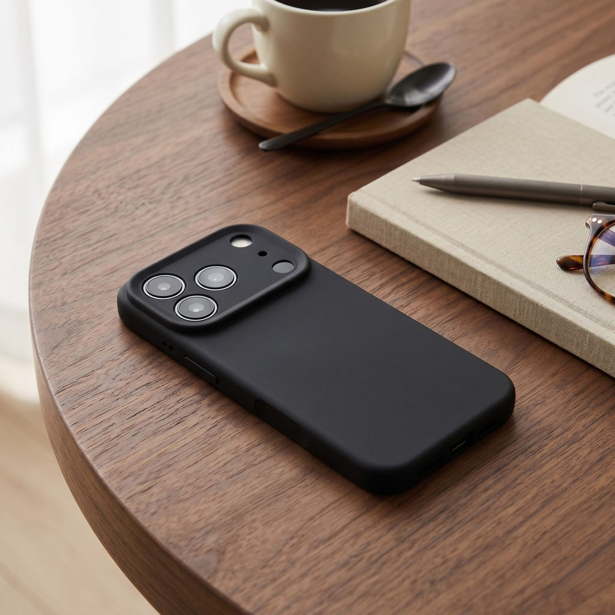 Interior microfibră anti-zgârieturi husă Flippy iPhone 17 Pro, culoare neagră