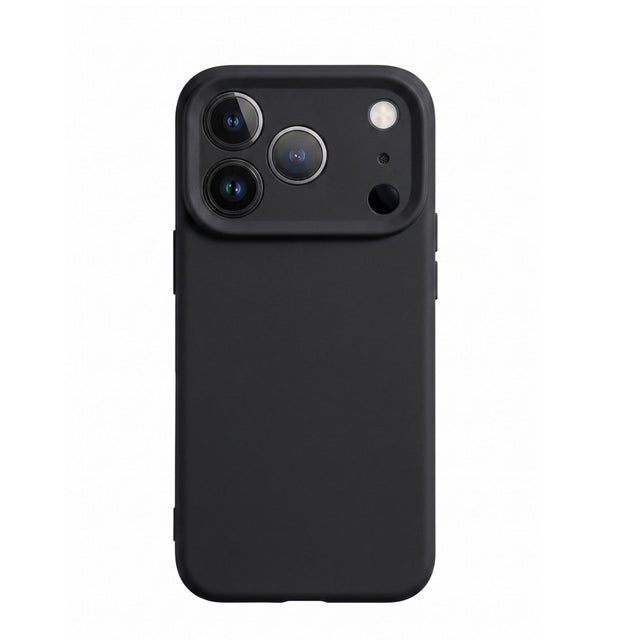 Husă Flippy iPhone 17 Pro neagră din silicon lichid MagSafe, vedere frontală completă