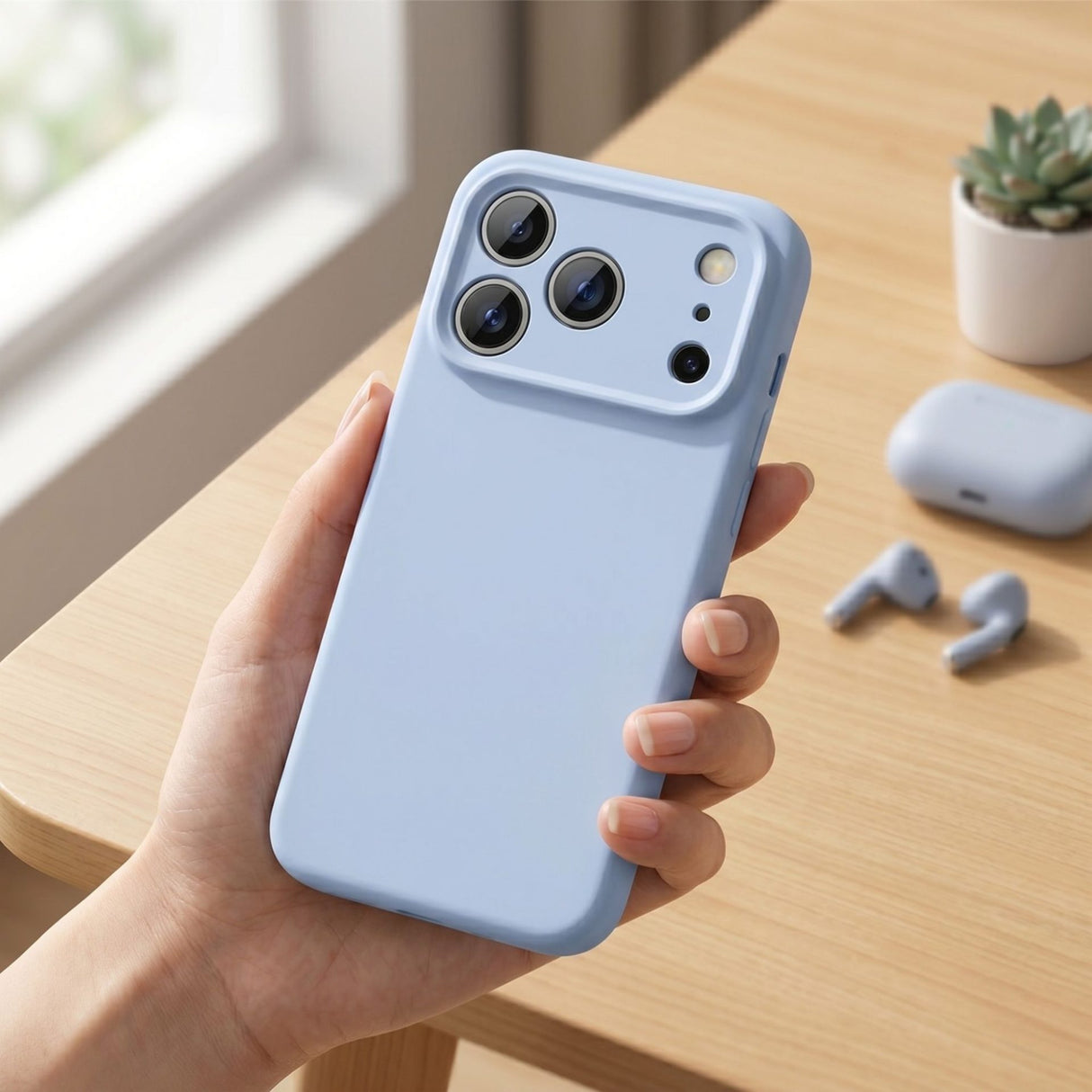 Husă Flippy iPhone 17 Pro albastru, detaliu interior microfibră anti-zgârieturi