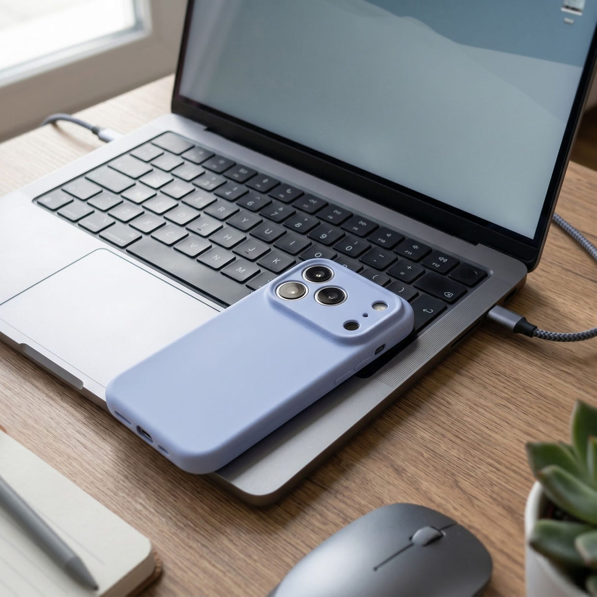 Husă Flippy iPhone 17 Pro albastru, detaliu magnet MagSafe integrat și colțuri antisoc
