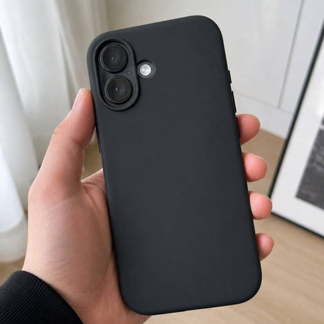Detaliu interior microfibră husă Flippy iPhone 17 negru, protecție anti-zgârieturi pentru ecran