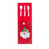 Husă decorativă tacâmuri model Moș Crăciun din poliester roșu, 25 x 8,5 cm, vedere frontală